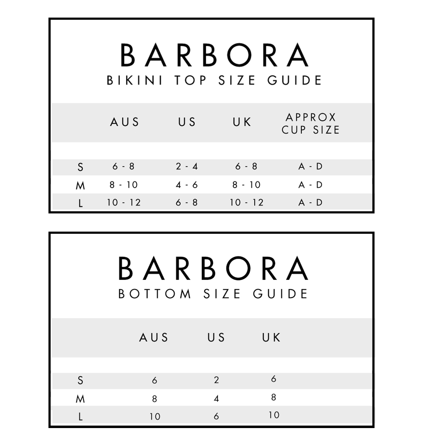 Size Guide - Barbora